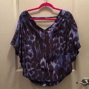 Express blue patterned satin shirt sz medium